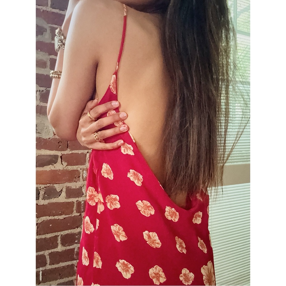 Brandy Melville Red Floral Backless Dress